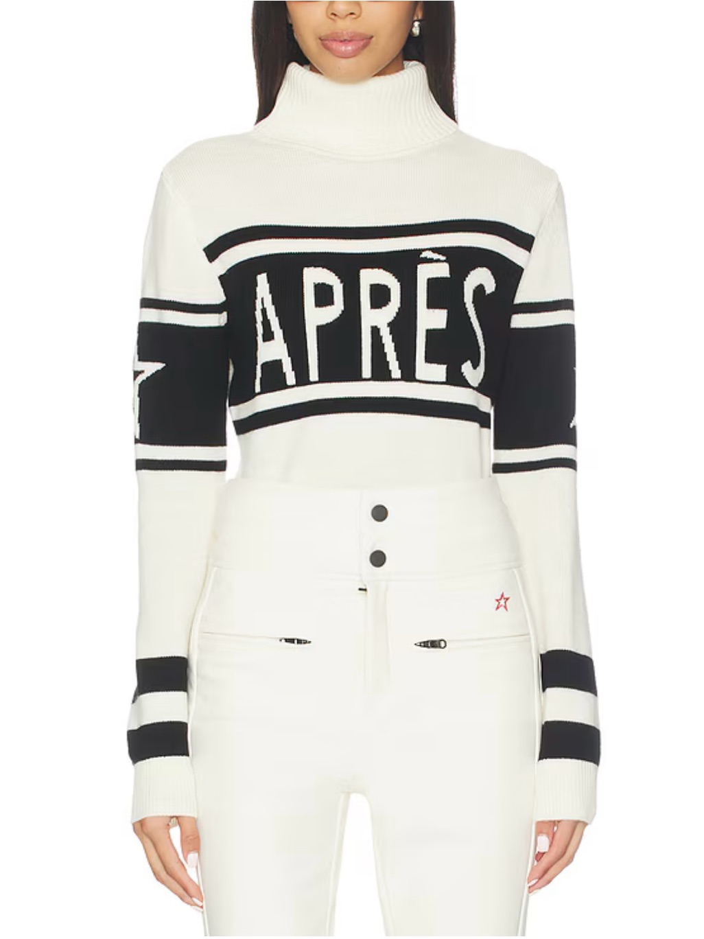Nwt Perfect Moment Apres Merino Wool Ski Sweater In White/Black